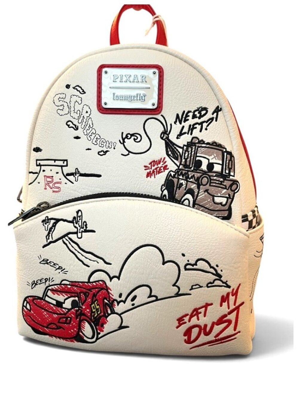 Loungefly Pixar Cars Lightning McQueen & Mater Doodles Sketch Mini Backpack NWT